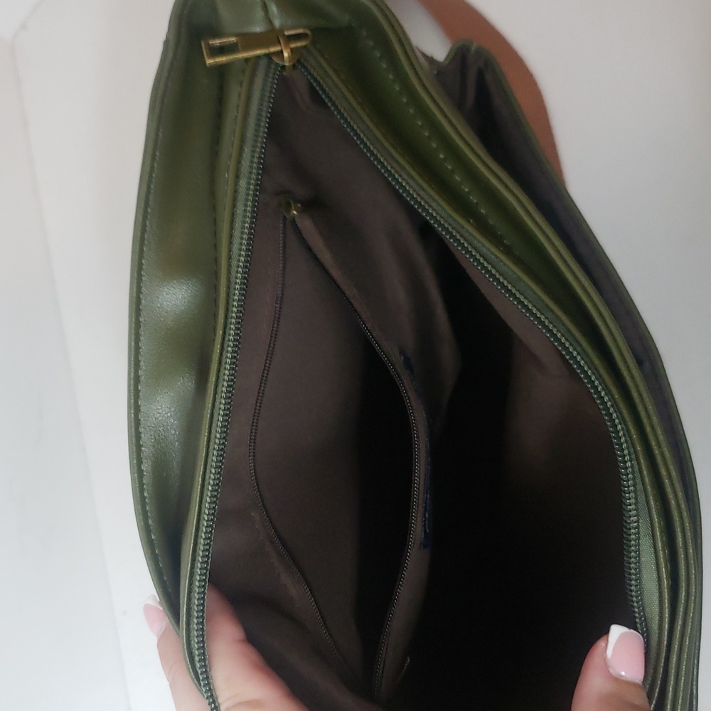 Princess Highway Satchel Bag Green Brown Adjustable Strap Shoulder Faux Leather - Picture 8 of 17